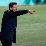 Diego Simeone, entrenador del Atlético de Madrid, en Cornellà.