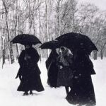 El parque de El Retiro, en Madrid, en un día de nevada de 1907