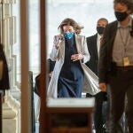 La presidenta de la Cámara de Representantes del Congreso de Estados Unidos, Nancy Pelosi entrando hoy al Capitolio.