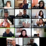 Imagen de la votación telemática realizada por los concejales de Altea para la aprobación del presupuesto. En el recuadro verde, el alcalde.