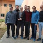 Los siete dirigentes independentistas presos en la cárcel de Lledoners (Barcelona), (de izda. a dcha) Jordi Sànchez, Oriol Junqueras, Jordi Turull, Joaquim Forn, Jordi Cuixart, Josep Rull y Raül Romeva.