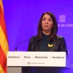 La consellera de Presidencia y portavoz del Govern, Meritxell Budó, en rueda de prensa telemática.