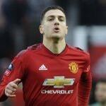 Diogo Dalot con el Manchester United.