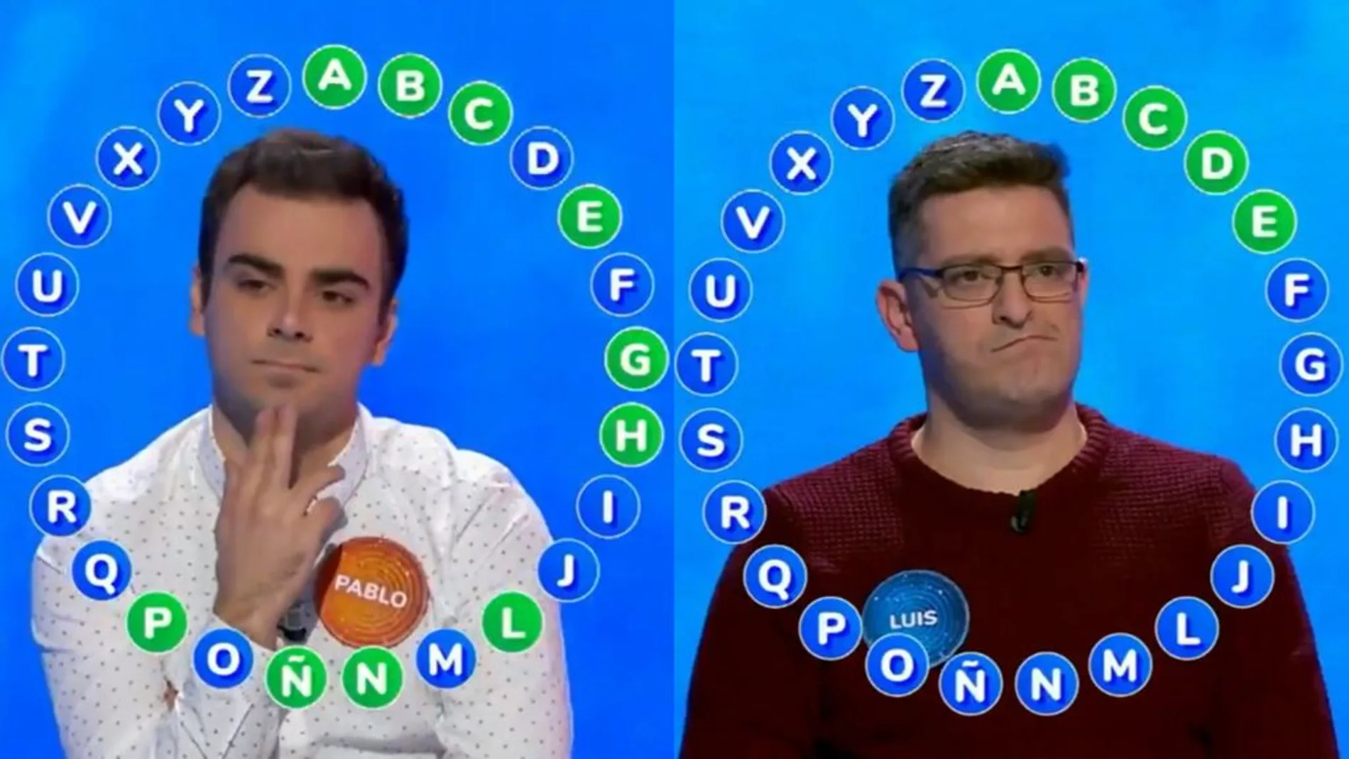 Pablo Díaz (izq) y Luis de Lama (der) en Pasapalabra