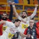 España celebra uno de los goles que marcó a Noruega en los cuartos de final del Mundial de Egipto