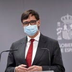 El exministro de Sanidad y actual candidato del PSC a las elecciones catalanas, Salvador Illa, interviene en el acto de traspaso de la cartera del Ministerio de Sanidad, en Madrid (España), a 27 de enero de 2021.
