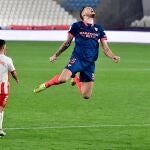 Lucas Ocampos celebra el gol con el que el Sevilla eliminó al Almería