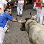 Javier Nascués, en uno de los encierros de Sanfermines
