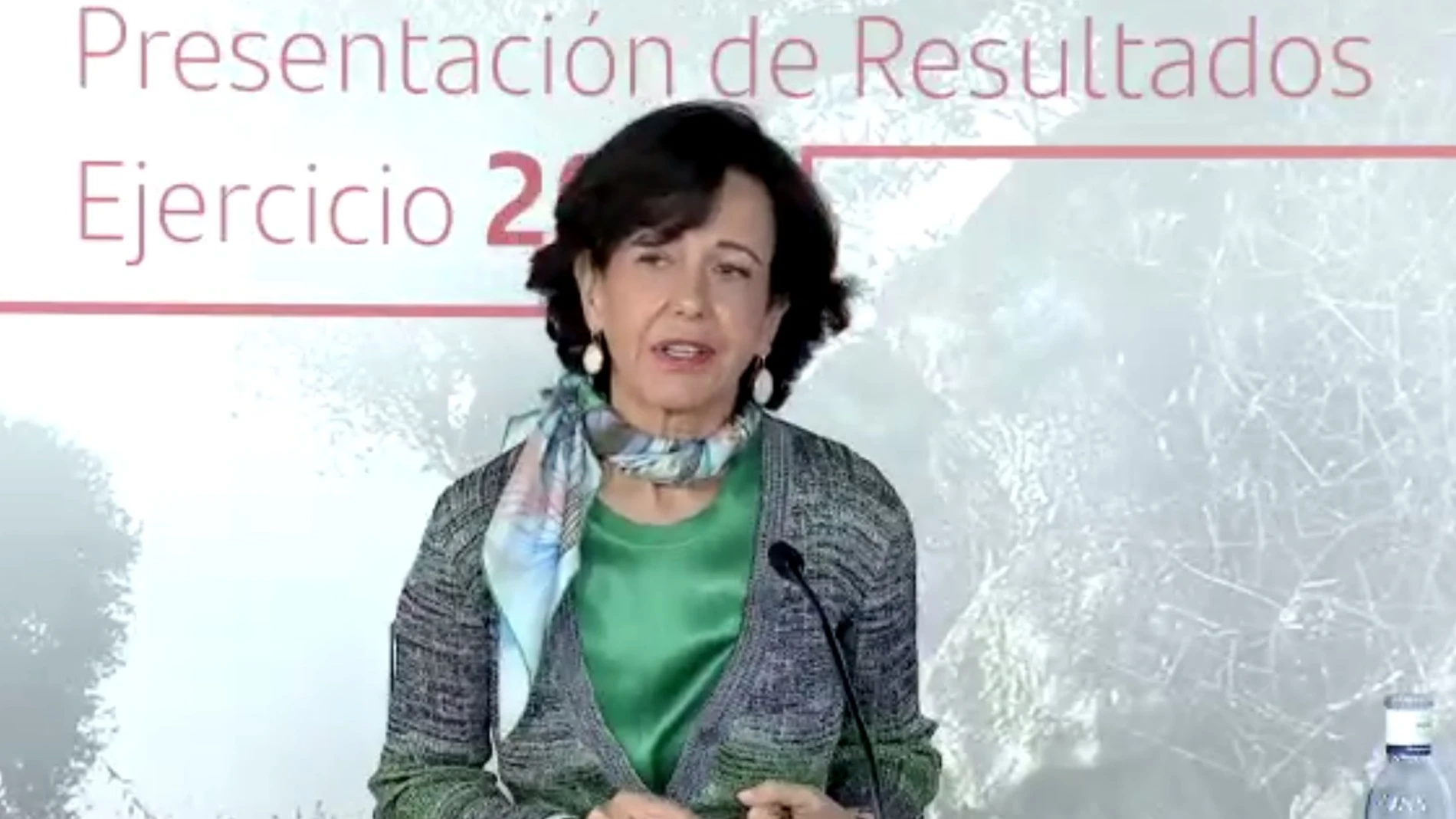La presidenta del Santander, Ana Botín, en la presentación de resultados 2020.