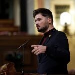 El portavoz de ERC en el Congreso, Gabriel Rufián, durante el Pleno del Congreso esta semana