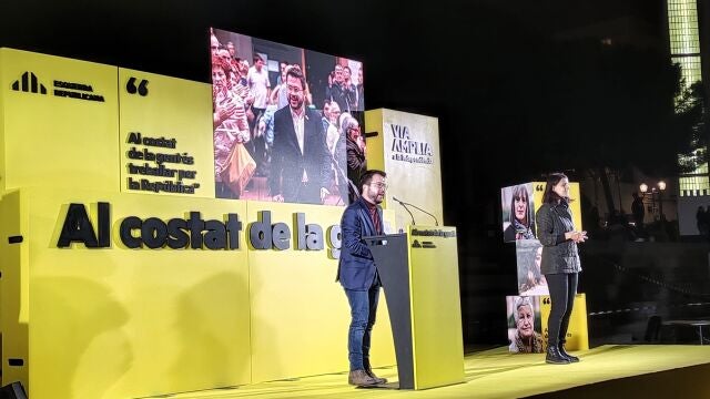El vicepresidente de la Generalitat en funciones y candidato de ERC a la Presidencia, Pere Aragonès, en un mitin de campaña en el Parc del Clot de Barcelona.EUROPA PRESS05/02/2021