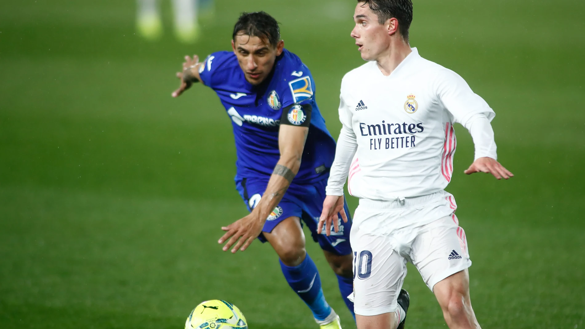 Sergio Arribas con el Real Madrid frente al Getafe.