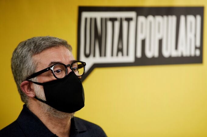 El candidato número dos de la CUP en las pasadas elecciones catalanas Carles Riera durante una rueda de prensa la semana pasada