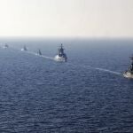 Destructores iraníes en ejercicio naval en 2017