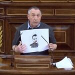 El diputado de Compromís en el Congreso, Joan Baldoví, esta mañana durante su intervención en el pleno