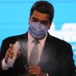 El presidente de Venezuela, Nicolás Maduro, durante una rueda de prensa hoy