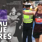 Cartel del 8-M junto a la atleta Kathrine Switzer