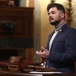 El portavoz de ERC en el Congreso, Gabriel Rufián, interviene en una sesión de Control al Gobierno en el Congreso de los Diputados