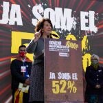 La presidenta de la ANC, Elisenda Paluzie, en un acto en la plaza Catalunya de Barcelona