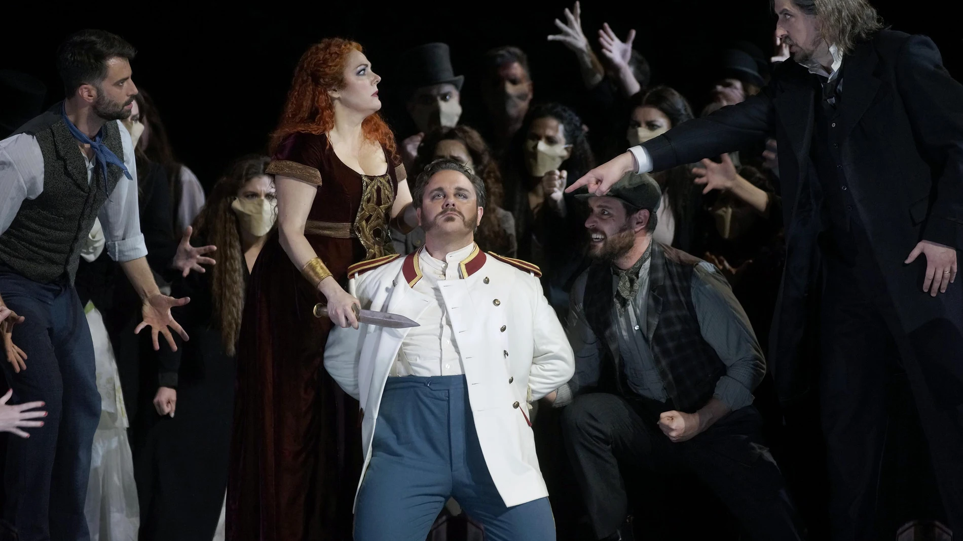 Vista del ensayo general de la ópera Norma, de Vincenzo Bellini (1801-1835) en el Teatro Real de Madrid.