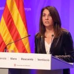 La consellera de Presidencia y portavoz del Govern, Meritxell Budó, en rueda de prensa telemática.