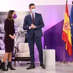 Irene Montero y Pedro Sánchez, ayer en el acto institucional del 8-M