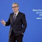 Pablo Isla, presidente de Inditex, durante la rueda de prensa de hoy