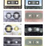 Various retro audio cassettes isolated on white background