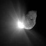 El impacto del proyectil de cobre de 100 kilos que la misión Deep Impact disparó contra el asteroide Tempel 1 a 10 kilómetros por segundo, fotografiado 67 después de la colisión.