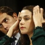 El presidente de Ciudadanos, Albert Rivera, y la candidata a la presidencia de la Generalitat, Inés Arrimadas.