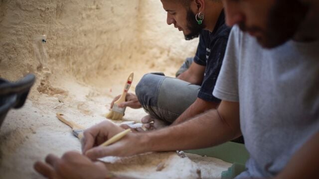 Imagen de archivo de investigadores en el yacimiento de Orce