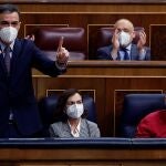 El presidente del Gobierno, Pedro Sánchez responde al líder popular Pablo Casado
