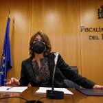 La Fiscal General del Estado, Dolores Delgado, durante la presentación del balance provisional de la siniestralidad 2021