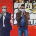 El candidato socialista al 4M, Ángel Gabilondo, y el secretario general del PSOE, Pedro Sánchez