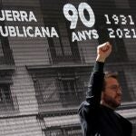 El candidato a la presidencia de la Generalitat por ERC, Pere Aragonès, durante su intervención en el acto de celebración del 90 aniversario de la fundación del partido