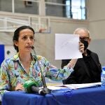 Patricia Ramírez, la madre del niño Gabriel Cruz, asesinado por la expareja del padre, durante una rueda de prensa este lunes en Almería