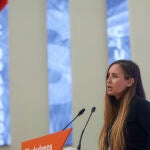 La portavoz adjunta de Ciudadanos, Melisa Rodríguez, durante la rueda de prensa en la sede del partido naranja