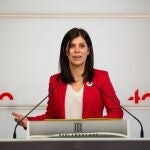 La secretaria general adjunta y portavoz de ERC, Marta Vilalta, en rueda de prensa.