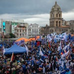 29 March 2021, Bolivia, La Paz: Supporters attend the 26th anniversary of the founding of the ruling party Movement for Socialism (MAS). Photo: Radoslaw Czajkowski/dpa29/03/2021 ONLY FOR USE IN SPAIN
