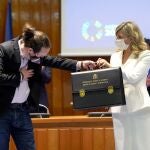 Pablo Iglesias escenifica el traspaso de la cartera de la Vicepresidencia Tercera del Gobierno con su sustituta, Yolanda Díaz