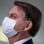 El presidente de Brasil, Jair Bolsonaro, durante una rueda de prensa en el Palacio do Planalto, en Brasilia