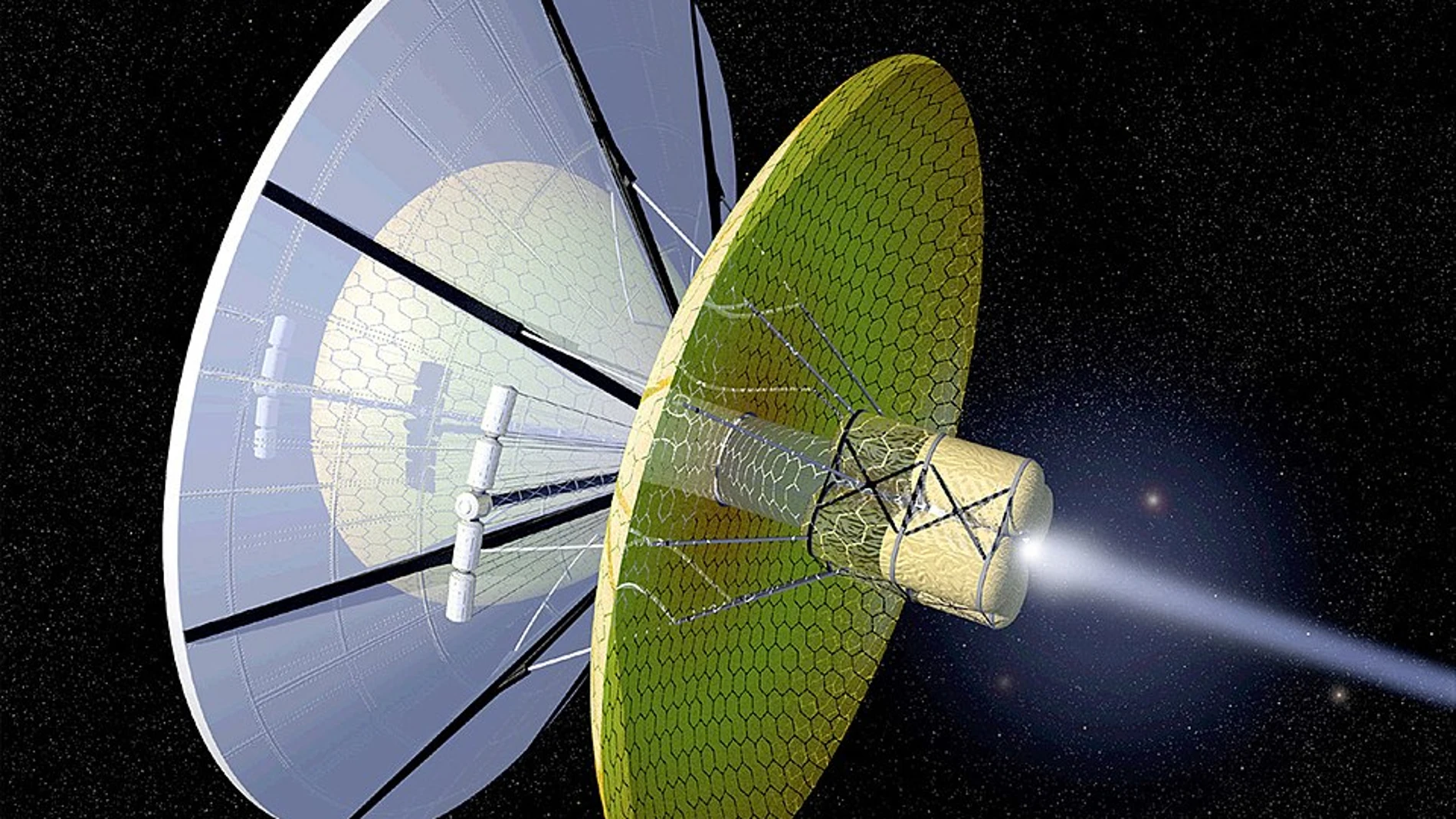 Una nave conceptual propulsada por el hidrógeno que recolecta mientras recorre el medio interestelar.