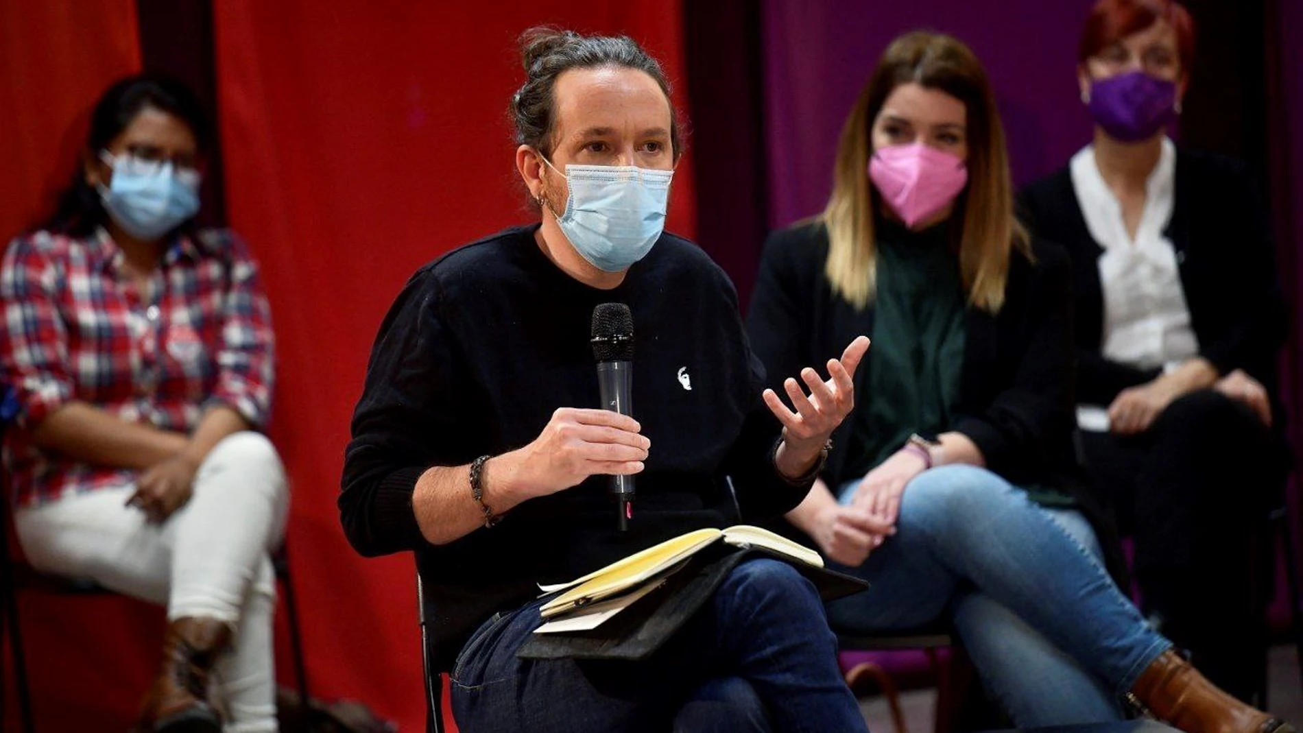 El líder de Podemos, Pablo Iglesias, durante un acto de la precampaña electoral en la Comunidad de Madrid