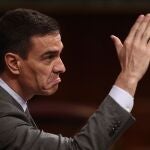 El presidente del Gobierno, Pedro Sánchez, interviene durante una sesión plenaria en el Congreso