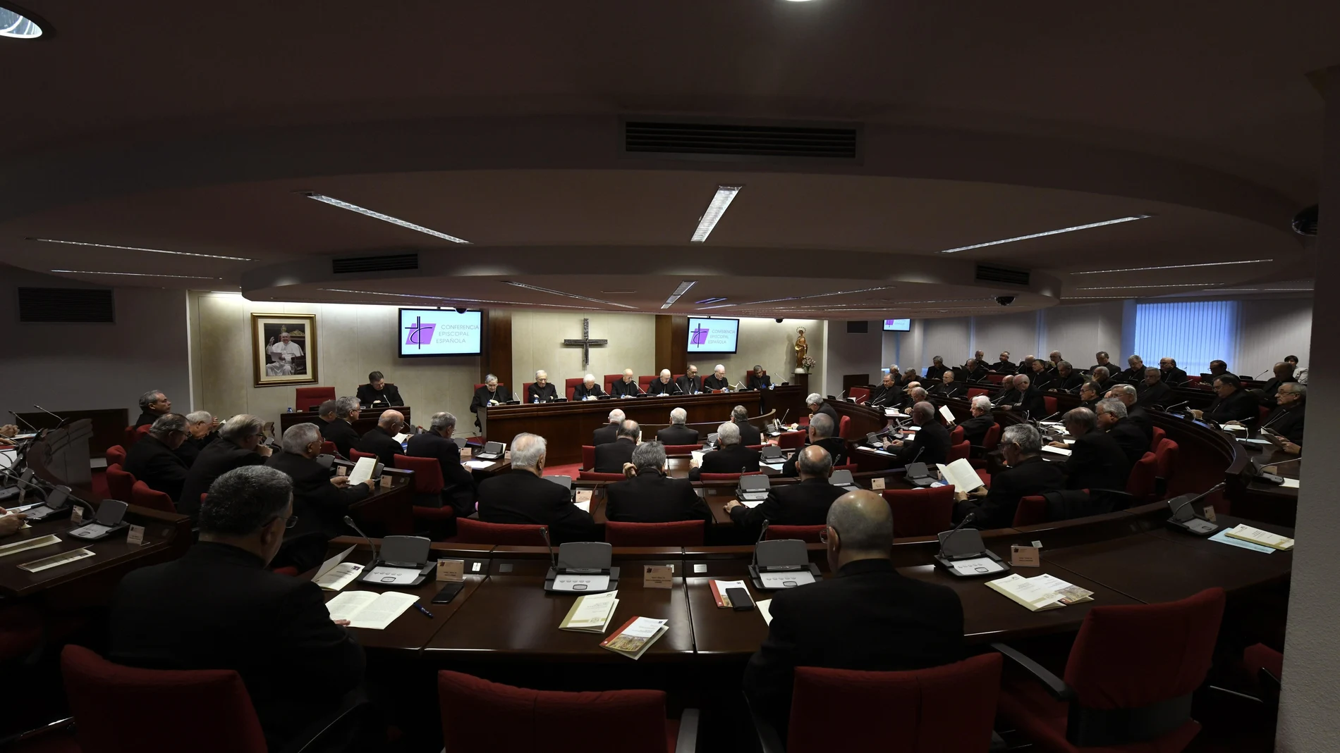 Vista general de la reunión de la Conferencia Episcopal esta mañana en Madrid, presidida por el Cardenal Ricardo Blázquez