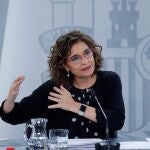 La ministra de Hacienda y portavoz del Gobierno, María Jesús Montero, durante la rueda de prensa posterior a la reunión del Consejo de Ministros
