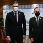 El presidente del Gobierno, Pedro Sánchez, y su homólogo de Andorra, Xavier Espot