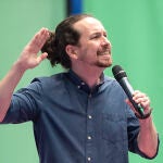El candidato de Unidas Podemos a la Presidencia de la Comunidad, Pablo Iglesias