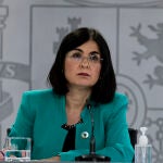 La ministra de Sanidad, Carolina Darias durante una rueda de prensa posterior al Consejo Interterritorial del Sistema Nacional de Salud e
