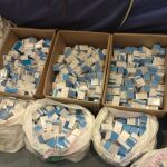 Cajas de falsos medicamentos incautados por al Policía Nacional en al "operación Melot"